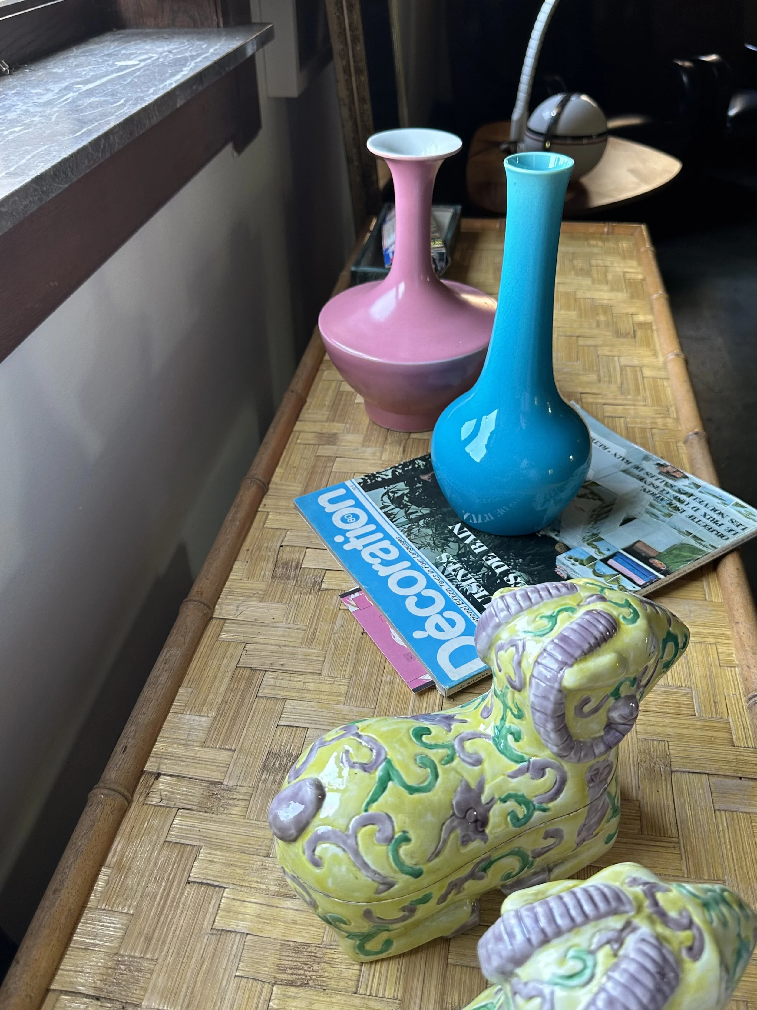 真作】【WISH】M.Lorne「Le vase turquoise」油彩 2号 ◇ターコイズ色